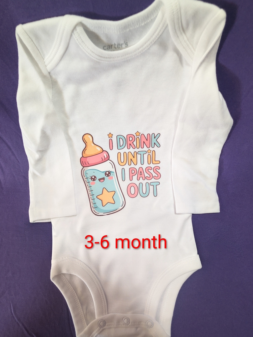 Carter's White Long-Sleeve Bodysuit with Pastel Bottle Graphic